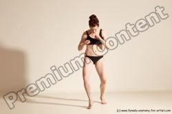 Underwear Martial art Woman White Moving poses Slim medium brown Dynamic poses Academic